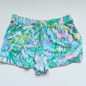 Lilly Pulitzer Girls Jenesis Shorts Pelican Pink Coconut Row M 6-7 Good Conditio